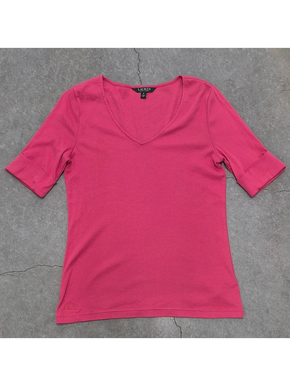 Lauren Ralph Lauren Pink V Neck Short Sleeve T Shirt
